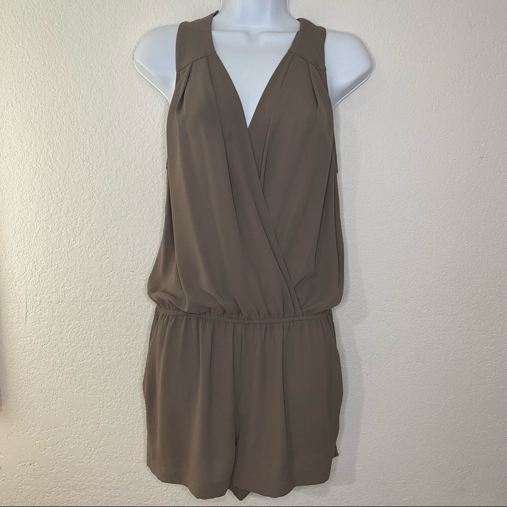 BCBGMAXAZRIA olive green romper